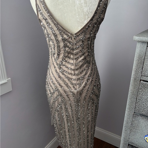 Adrianna Papell Silver Sequin Midi Dress - Picture 3 of 3